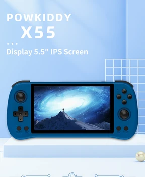POWKIDDY X55 Joc Handheld Consola de 5.5 inch IPS Ecran RK3566 Open Source Retro Consola la TV, Jocuri Video Player Copiii Cadou