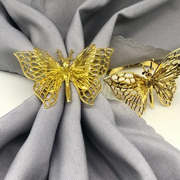 6pcs Fluture Inele pentru Șervețele Acasă Decorare Nunta Banchet Cina Aur Elegant Suport de servetele Petrecere de Crăciun Consumabile