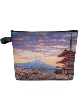 Japonia, Muntele Fuji Cherry Blossom Sac De Machiaj Husă De Călătorie Esențiale Lady Femei Cosmetice Pungi De Toaletă Organizator De Stocare De Caz Creion