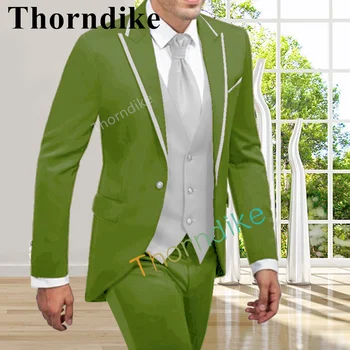 Thorndike Personalizate Slim Fit Barbati Costum De Mire 2022 Noi Nunta Smoching Lumina Costum Verde De Bal Nunta Croitor 3 Piece Set
