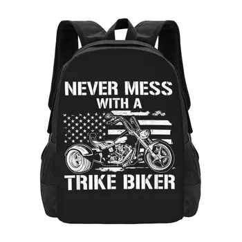 Niciodată să nu te pui Cu Un Trike Motociclist Trike Rider Triker1 Colaborare Rucsac Mare Capacitate Drăguț Pliabil de Imprimare 3d