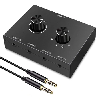 4 Mod De 3,5 Mm Audio Switcher Splitter Stereo Bi-Directional Audio Comutator Splitter Box