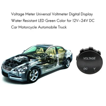 Tensiune Metru Universal Voltmetru Digital Display Rezistent la Apa LED de Culoare Verde pentru 12V-24V DC Auto Motociclete Automobile Camioane