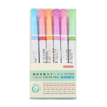 Culoare Curbat Pixuri 6 Culori Marker cu Roller Pen Punct pentru Copii de Colorat Carte de Desen Face DIY Scrapbooking