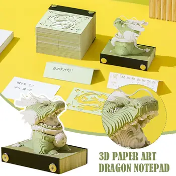 Bloc 3D Notepad Arta 3D Calendar 2024 Dragon Drăguț Notă Memo Cadou Kawaii Hârtie Notă Blocuri Lipicios Sculptură Pad Model 3D 3D W6C1
