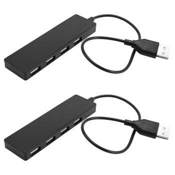 2X Ultra Slim Hub USB 4-Port Hub USB 2.0 Negru