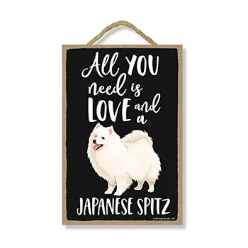 Tot ce Ai Nevoie este Dragoste și un Japonez Spitz, Amuzant Lemn Decor Acasă pentru Câine Iubitorii de animale de Companie, Agățat de Perete Decorative Semn,