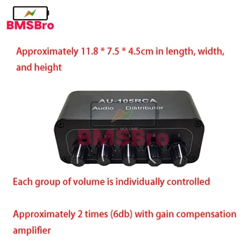 Audio Distribuitor Stereo Mixer Audio 1 Intrare 5 OutputMulti-Canal RCA splitter NJM4580 Op Amp Pentru Amplificator de Putere Activă audio