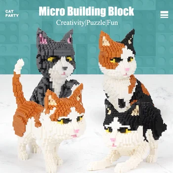 Balody Drăguț Pentru Animale De Companie Pisica Construirea De Blocuri De Diamant Cărămizi De Desene Animate Pisica Model Animal Jucarii Educative Pentru Copii Cadouri Decor Acasă