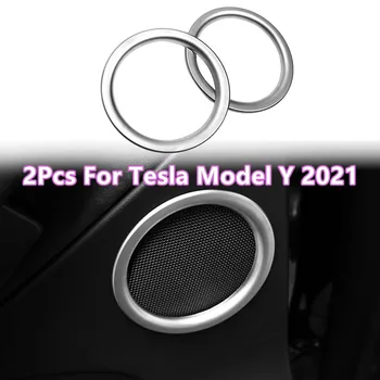 Noi 2 buc Mașină de Stil Usa Difuzor Decor Inel Autocolant ABS Sunet Audio Cerc Semifabricate Acoperire Pentru Tesla Y 2021 Accesorii