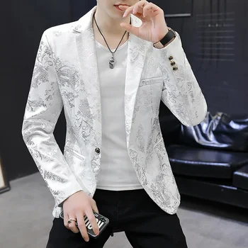 2023 tip Boutique de Moda pentru Bărbați Blazer de Afaceri Domn Elegant și Confortabil de Imprimare Rochie Casual Tendință Rochie coreeană Strat Subțire