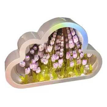 Cloud Tulip Lumina de Noapte lucrate Manual Material DIY Home Decor Oglindă Atmosferă Creativă Lampa de Noapte Cadou