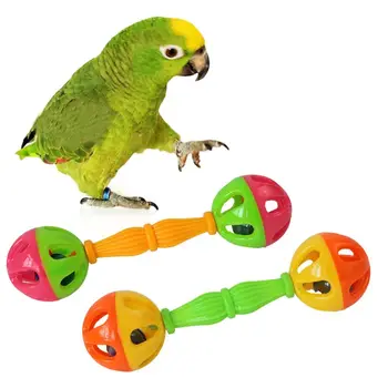 2 buc Păsări Papagal de Jucarie Zuruitoare Păsări Exercițiu de Distracție din Plastic cu două capete Bell Jucării pentru animale de Companie Picătură Navă