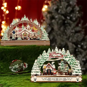 Crăciun din lemn decoratiuni Creative handmade, DIY Cadouri de Craciun Decoratiuni Pentru Ferestre În Satul de Crăciun din Mall-uri