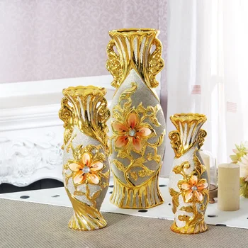Europa Placat Cu Aur Ceramice De Mare Vaza Decor Acasă De Design Creativ Portelan Flori Decorative Vaza Pentru Decor Nunta