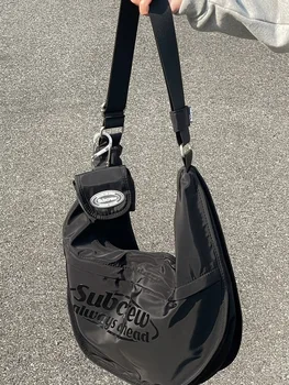 Nișă Japoneză nailon casual navetiști de mare capacitate crescent sac sac femei 2023 noi versatil umăr, crossbody sac