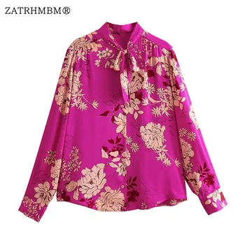 ZATRHMBM Femei 2023 Toamna de Moda Floare de Imprimare Bluza Vintage cu Maneci Lungi Buton-Up Elegant Feminin Tricouri Blusas Topuri Chic