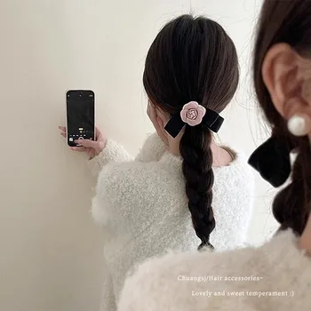 Coreea style simplu camellia arc clip de păr pentru femei 2023 nou stil de temperament blând și high-end clip pe partea din spate a capului