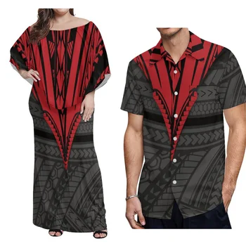 Hot-Vânzare cu Mânecă Scurtă Rochii Pentru Femei Plus Dimensiune 7xl Și Tricouri Casual Pentru Barbati Asociat Cu Polineziene Cuplu se Potriveste