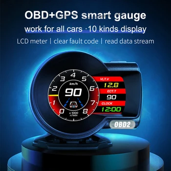 Universal F8 OBD GPS-ul cu Cristale Lichide Instrument Multifuncțional Viteza de Afișare Temperatura Apei de Viteză a Vehiculului Turbină de Presiune
