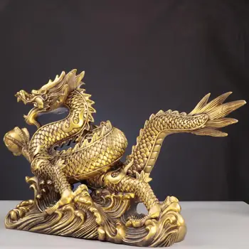 Cu Feng Shui Dragon Statuie Zodiac Statuie de Cupru de Colecție Dragon Chinezesc Figurina Ornament pentru Office Home Decor Interior Masina
