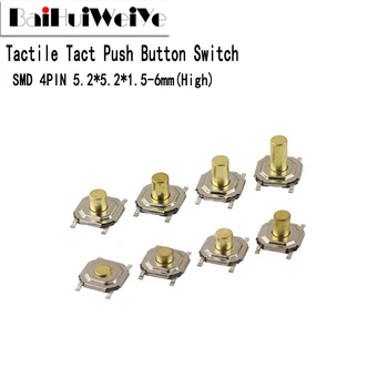 50Pcs 5.2*5.2 Mare De 1.5-6.0 Atinge Tact Switch 4 PIN Metal SMD Tactile 12V Micro Comutator Buton de Cupru Picioare Taste