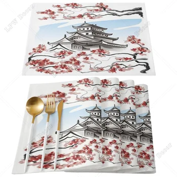 4/6buc Set Sakura Japoneză Tabelul Mat Pentru Masa de Bucatarie Accesorii Lenjerie de pat Placemat Ceai Coaster Tampoane