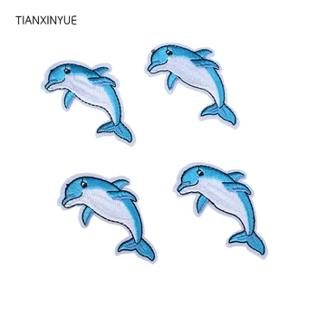 TIANXINYUE 20 buc Delfin Patch-uri de Fier Pe DIY Brodate Aplicatii de Cusut Pe Haine Motiv de Desene animate Aplicatiile Autocolant
