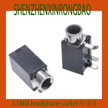 10 buc/LOT PJ316 Audio Mama Bază de 3.5 MM Mufa de Căști PJ-316 Priză Audio Optic Gaura Cap de Metal 3-Pin Directă a Introduce Pin-ul