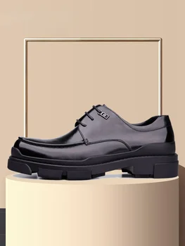 Nouă Oameni de Afaceri Rochie Pantofi din Piele Groasă Unic Runda Toe Derby Pantofi de Mire, Pantofi de Nunta