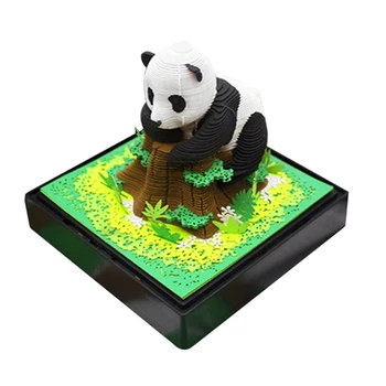 3D Panda Calendar Calendar 2024 Hârtie Sculptură de Artă Cu Lumina Bucată de Timp Calendaristic 2024 Pentru Cadouri DIY Desktop Decor