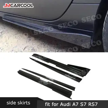 Fibra de Carbon Auto praguri Laterale Șorțuri Pentru Audi A7 S7 RS7 2012 - 2014 Ușa scut Protector 4BUC/Set
