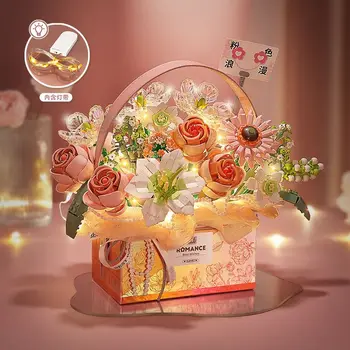 LOZ nou bloc de flori de trandafir bloc jucărie Magie pulbere portabil buchet de flori, o cutie-cadou serie de cadouri pentru fete