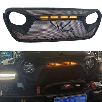 Grila fata ochiurilor de Plasă Grila Capac Negru Mat Cu Amber LED Lumini Pentru Jeep Wrangler JL 2018+ JL1235