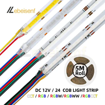 5M/Lot COB RGBCCT RGBCW RGBW RGBWW RGB CCT Benzi cu LED-uri de Lumină DC 12V 24V Evidenția FOB de Bandă Flexibilă Bar Lampă pentru Camera de Interior Decor
