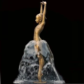 Fierbinte de vânzare moderne de metal fantana de artă grădina de sculptură fântâni frumoase alama bronz fata de balet dans fântână de apă