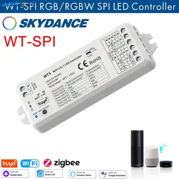 5V-24VDC 2.4 G RF & WiFi 2 in 1 Wifi Controler SPI Skydance WT-SPI Tuya App pentru WS2811 WS2812 WS2815 UCS1903 Pixel Benzi cu LED-uri