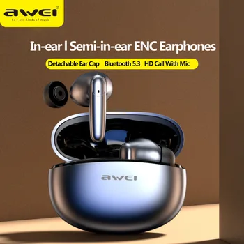 Awei T90 2 in 1 ENC Wireless Bluetooth Căști Cu Microfon de Reducere a Zgomotului Căști HD Apel Sunet de Bas Căști Cască Gamer