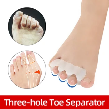 2 buc Gaură de Trei Split Deget de la picior Moale de Silicon Corector 2-3-4 Picior Deget de la picior Separator Degetul mare Valgus Ameliorarea Durerii de Îngrijire Tampoane