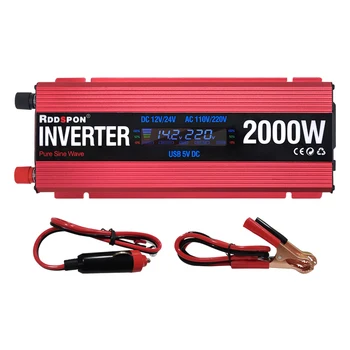 2000W Solar Invertor de Putere Generator de Undă Sinusoidală DC12V 24V AC110V 220V 50Hz 60Hz Transformator Auto USB Converter Stație de Putere