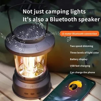 Noua Creatie Camping Lumină Difuzor Bluetooth În Aer Liber Multifunctional Reincarcabil De Iluminat Portabil Retro Mini Sistem De Sunet