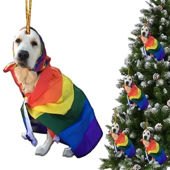 Câinele Ornamente Câine Pom de Crăciun Artizanat Consumabile Culoare de Pictura 2D Acrilic Cu Propriile Frânghie Pentru Coridorul Desktop Scări Masina