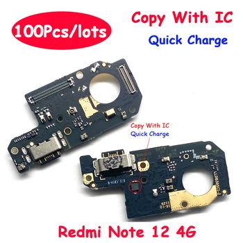 100buc/Loturi, Noi Testate Pentru Xiaomi Redmi Nota 12 4G USB Încărcător Port Conector Dock de Încărcare Bord Cablu Flex Cu Microfon