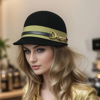 2023 noi lână cataramă de metal scurt streașină capac coreea moda retro ecvestru pălărie de sex feminin călătorie în aer liber bereta
