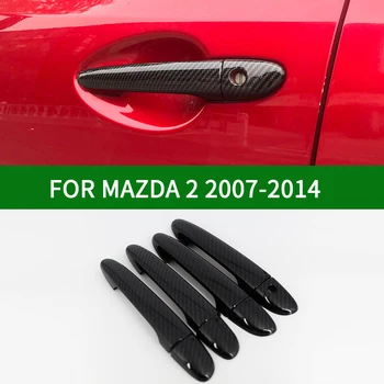 Pentru 2007-2014 Mazda 2 Demio lucios, din Fibra de carbon Modele de Partea Mânerul Ușii Capace Ornamente 2008 2009 2010 2011 2012 2013