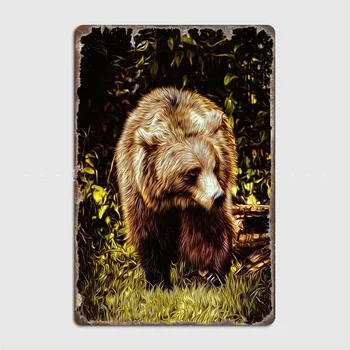 Ursul Retro Tin Placa de Metal, de Animale Imprimate Arta Poster pentru Acasă Room Decor de Perete