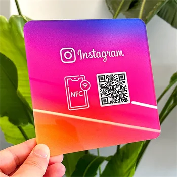 Personalizate de Afaceri mass-Media Semn QR Code Semn Placa Acril Cu Suport Adeziv Instagram Și Facebook