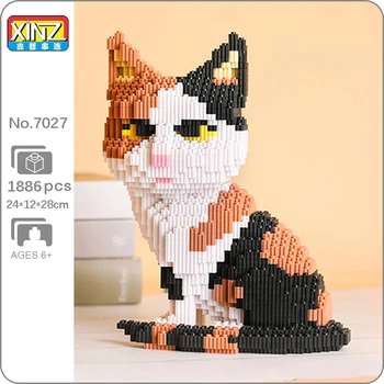 XZ 7027 Lumea Animală Pisica persana Tabby Pisoi Stau de Companie Model 3D DIY Mini Magic Blocuri Caramizi de constructie de Jucarie pentru Copii fără Cutie