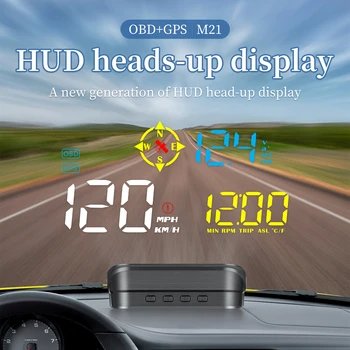 M21 Head up Display Auto OBD2 HUD GPS Vitezometru Temperatură Apă Tensiune de Alarmă de Măsurare a Vitezei detector de Radar de Avertizare Auto