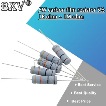 10BUC 5W Film de Carbon Rezistor de 5% 1R ~ 1M 2.2 R 10R 22R 47R 51R 100R 150R 470R 1K 4.7 K 10K 47K 10 22 47 51 100 150 Ohm